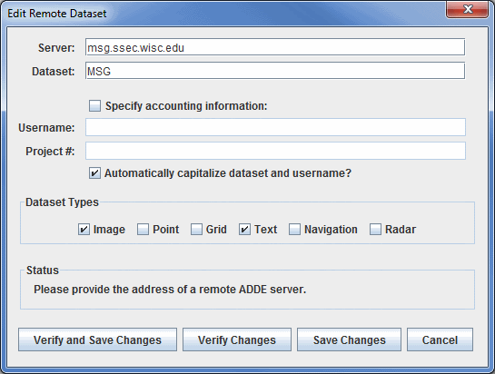 Image 3: Edit Remote Dataset window