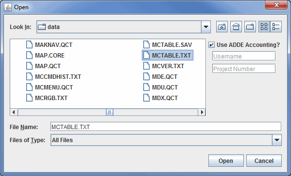Image 4: Import MCTABLE Window
