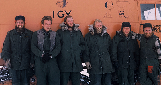 Dr. Charles Bentley (far left) and some of the Antarctic crew.