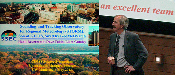 SSEC Director Hank Revercomb, along with co-presenters Dave Tobin and Liam Gumley, discussed the upcoming working relationship with GeoMetWatch.