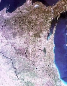 Wisconsin, as seen by the MODerate-resolution Imaging Spectroradiometer (MODIS), on NASA’s Terra earth science research satellite.