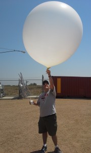 SSEC's John Lalande launching a radiosonde at the BAO in support of FRAPPE.