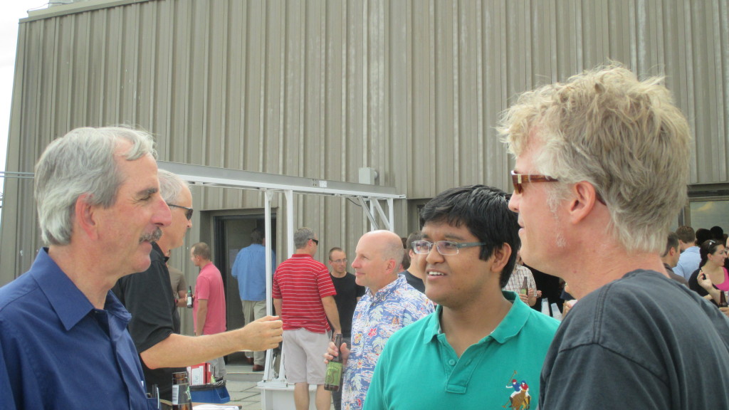 Bose scholar Arkopal Dutt with SSEC Director Hank Revercomb and SSEC scientist and Bose mentor Tommy Jasmin. Photo Credit: Neha Joshi.