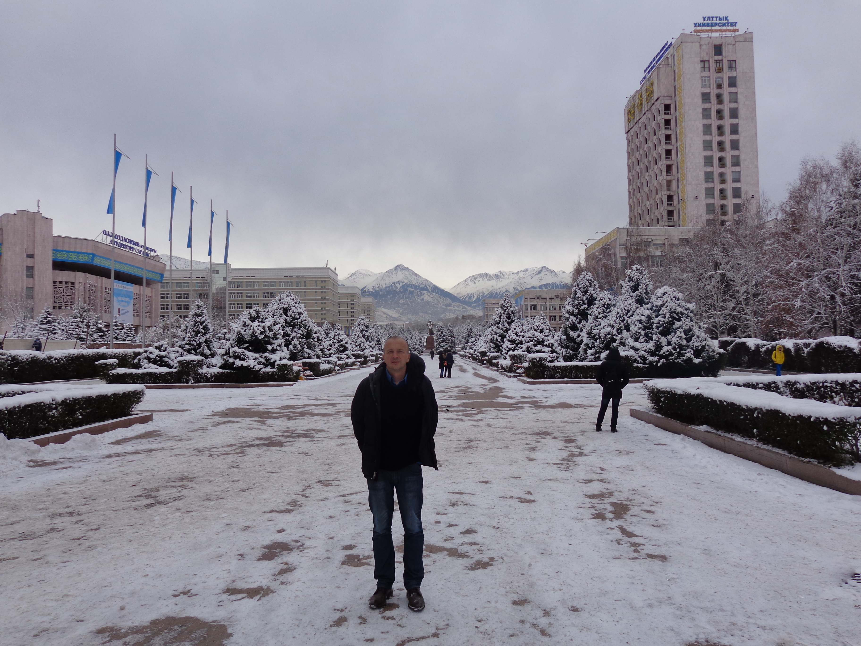 SSEC scientist Andi Walther in Kazakhstan for a two-week remote sensing bootcamp. Credit: Denis Botambekov, CIMSS.