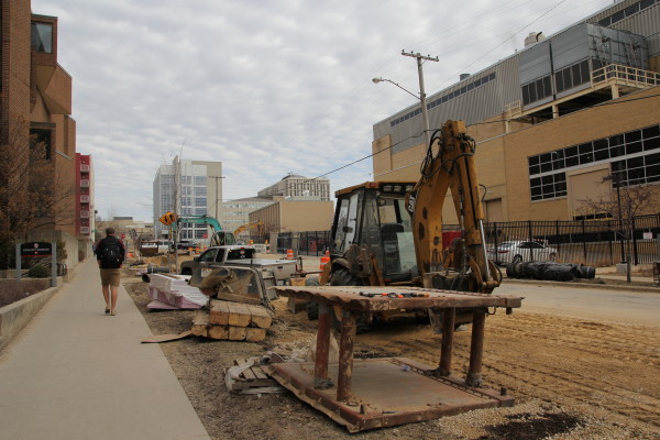 Construction on Charter Street, looking north. Credit: Bill Bellon, SSEC.