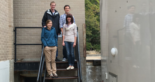 Four UW-Madison students supported SSEC's participation in the Plains Elevated Convection At Night (PECAN) field campaign. Back: David Loveless and Coda Phillips. Front: Michelle Feltz and Skylar Williams. Credit: Sarah Witman, SSEC.