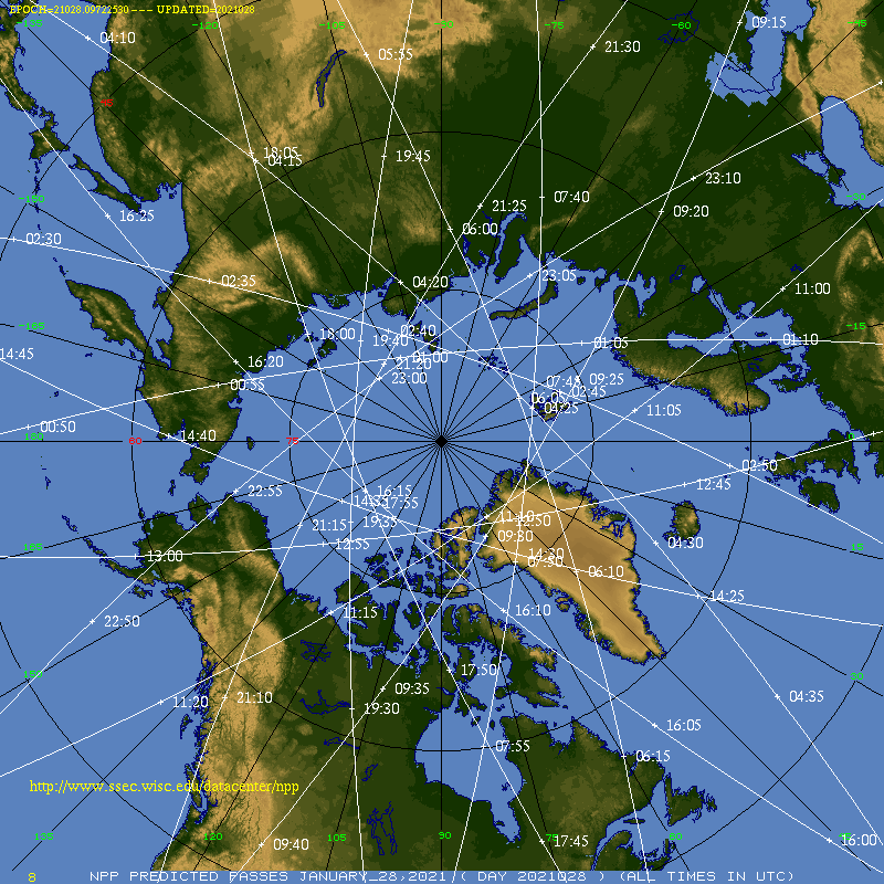 Arctic NPP Orbit Tracks