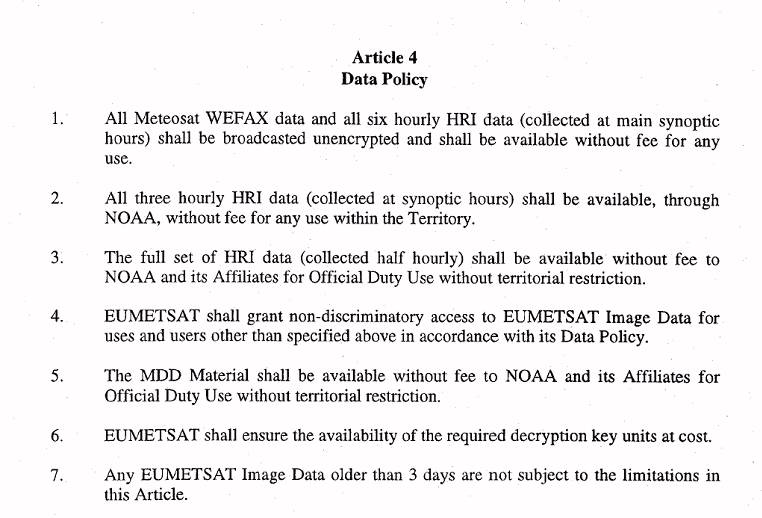 Eumetsat Meteosat Data usage Policy part 2