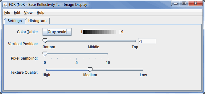 Image 1: Settings Tab of WSR-88D Level III Controls Window