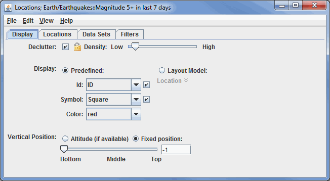 Image 1: Display tab of the Location Controls Dialog