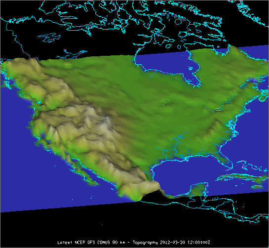 Image 4: 3D Topography Display of GFS Model Terrain Data