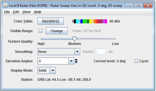 Image 1: Radar Sweep Controls Properties Dialog