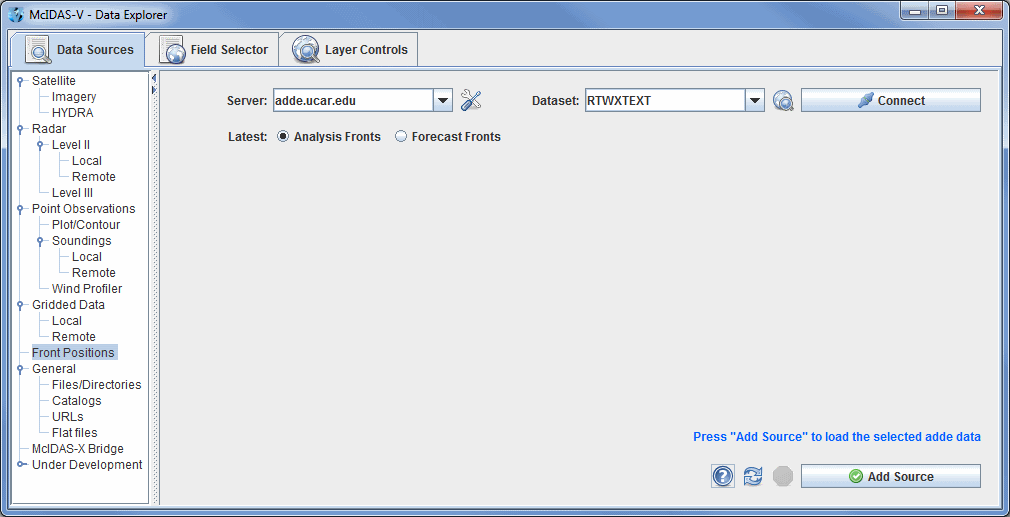 Image 1: Data Sources Tab of the Data Explorer