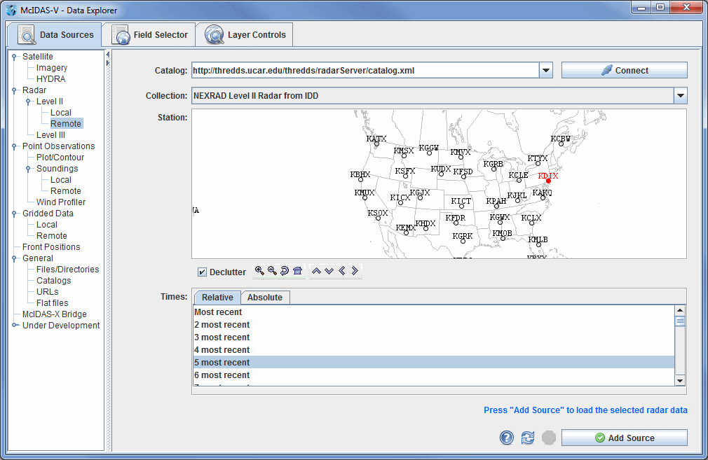 Image 1: Data Sources Tab of the Data Explorer