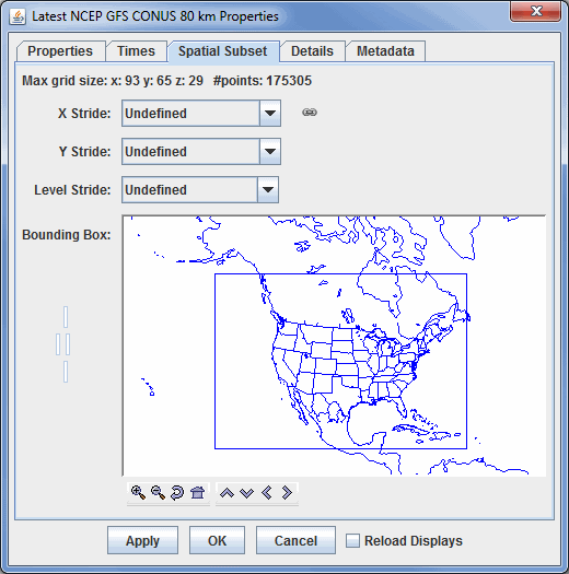 Spatial Subset Tab of the Data Sources Properties Window