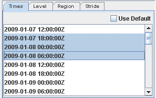 Times Tab of Subset Panel in the Field Selector