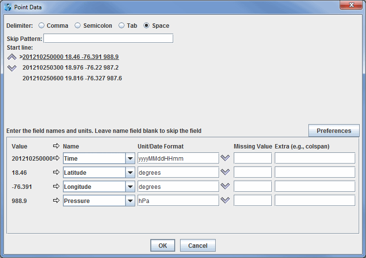 Image 1: Point Data Dialog Window