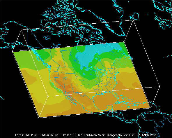 Image 6: 3D Surface Color-Filled Contours Over Topography Display