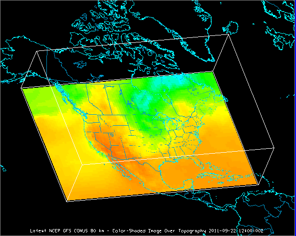 Image 7: 3D Surface Color-Shaded Contours Over Topography Display