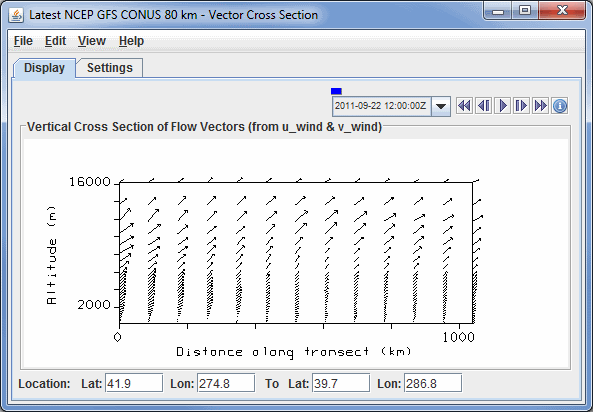 Image 5: Vector Cross Section Display in the Layer Controls Tab