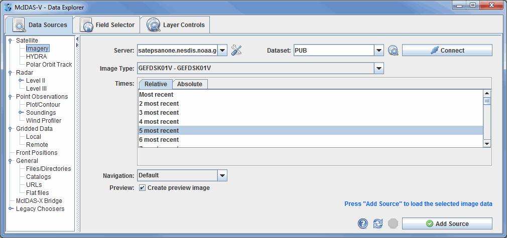 Image 2: Data Sources Tab of the Data Explorer