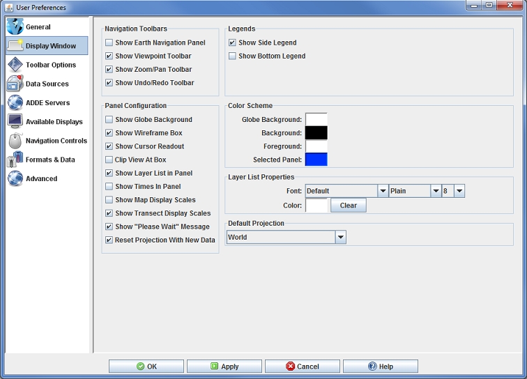 Image 1: Display Window Preferences (Default)