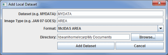 Image 2: Add Local Dataset Window