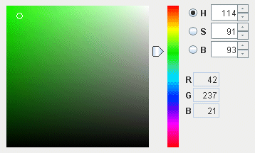 Image 6: The HSB Hue Tab, Set on Green With High S and High B