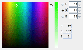 Image 7: The HSB Saturation Tab, Set on the Same Green