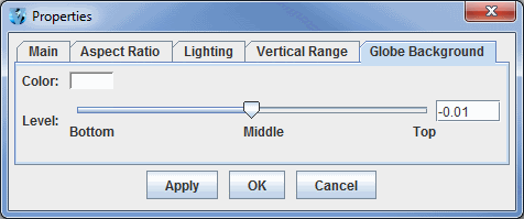 Image 6: Globe Background Tab of the Properties Dialog