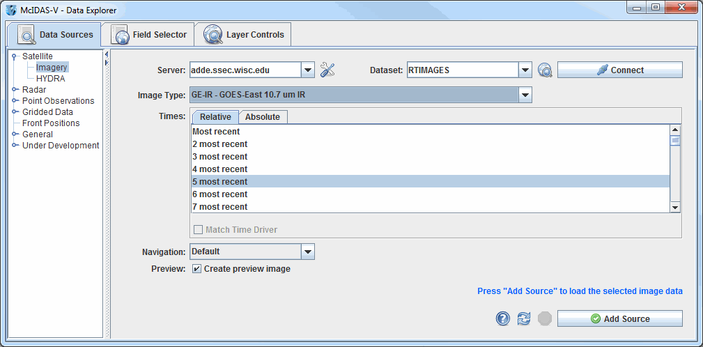Image 1: McIDAS-V Data Explorer Window