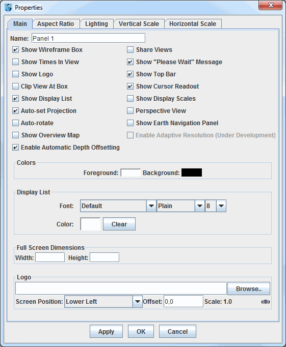 Image 1: Main Tab of the Properties Dialog (Default)