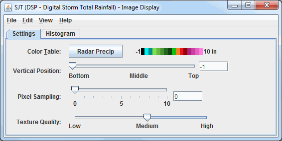 Image 1: Settings Tab of the WSR-88D Level III Controls Window