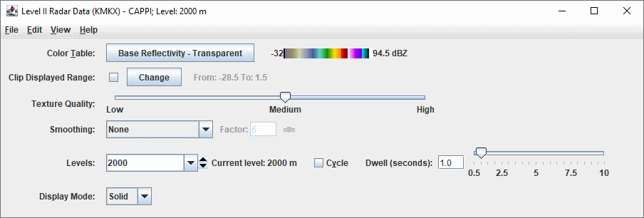 Image 2: CAPPI Layer Controls Properties Dialog