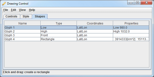 Image 3: Shapes Tab of the Drawing Control Dialog