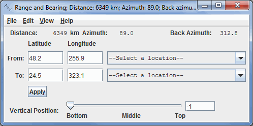 Image 1: Range and Bearing Properties Dialog