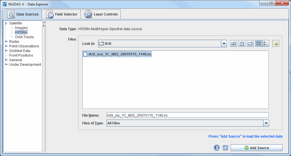 Image 1: Data Sources Tab of the Data Explorer