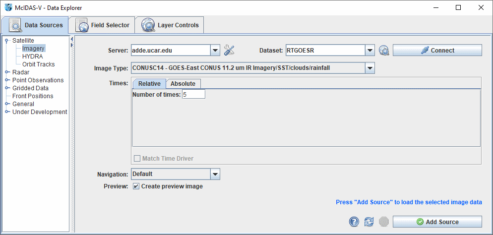 Image 2: Data Sources Tab of the Data Explorer