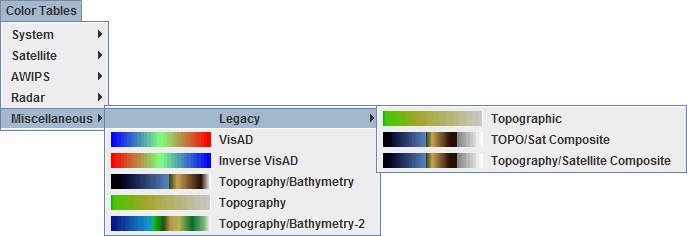 Image 2: The Color Tables Menu