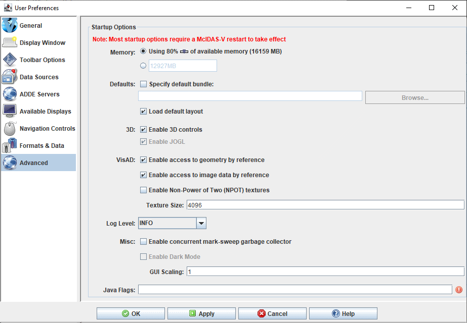 Image 1: Advanced Preferences (Default)