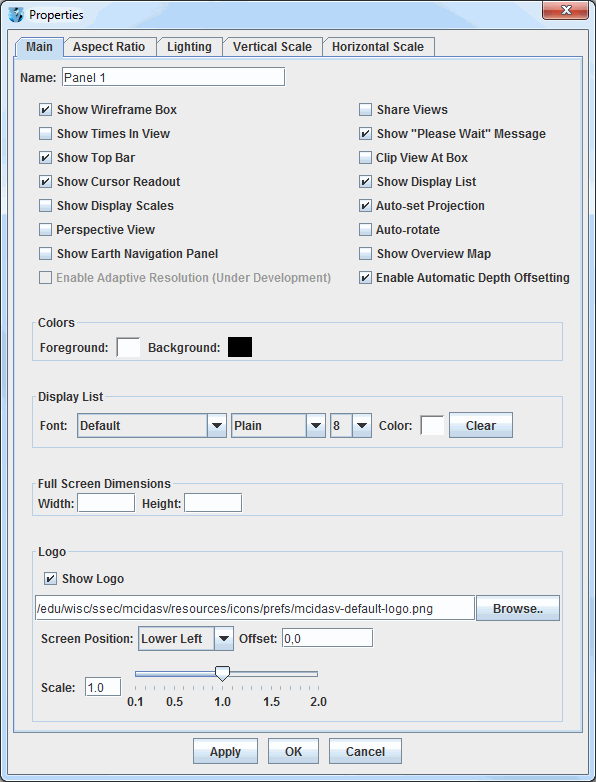 Image 1: Main Tab of the Properties Dialog (Default)