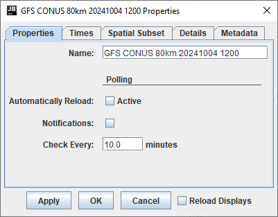 Image 3: Properties Tab of the Data Sources Properties Window