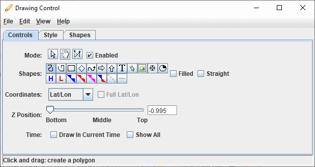 Image 1: Controls Tab of the Drawing Controls Dialog