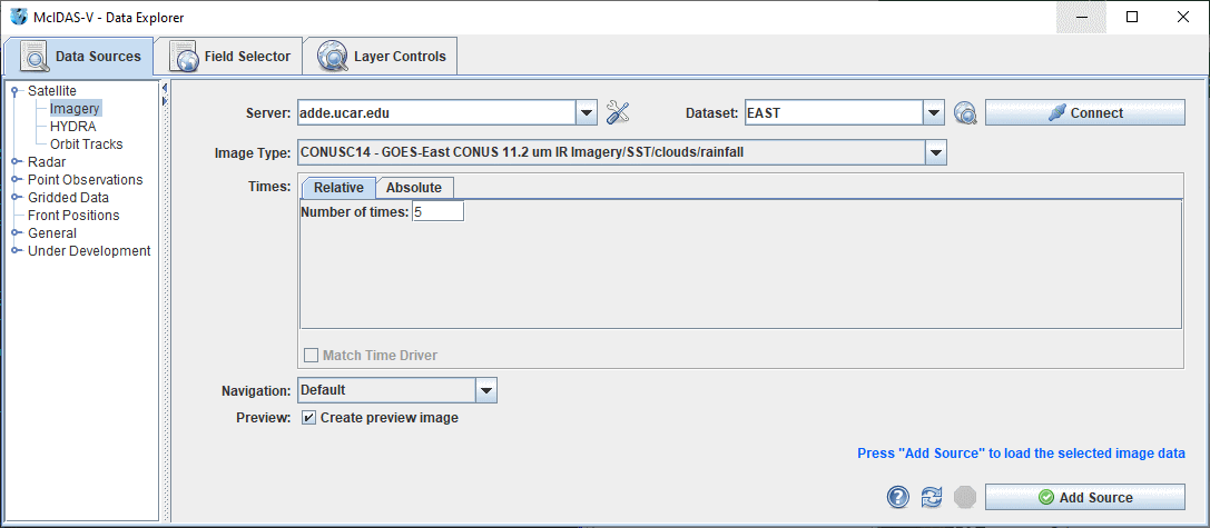 Image 1: McIDAS-V Data Explorer Window