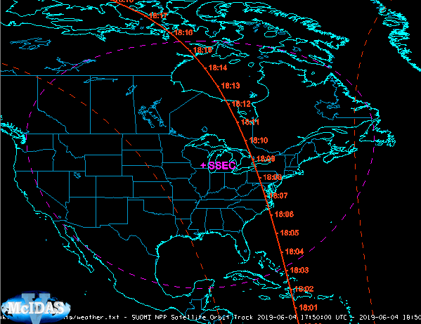 Image 7: Orbit Track Data Displayed in the Main Display Window