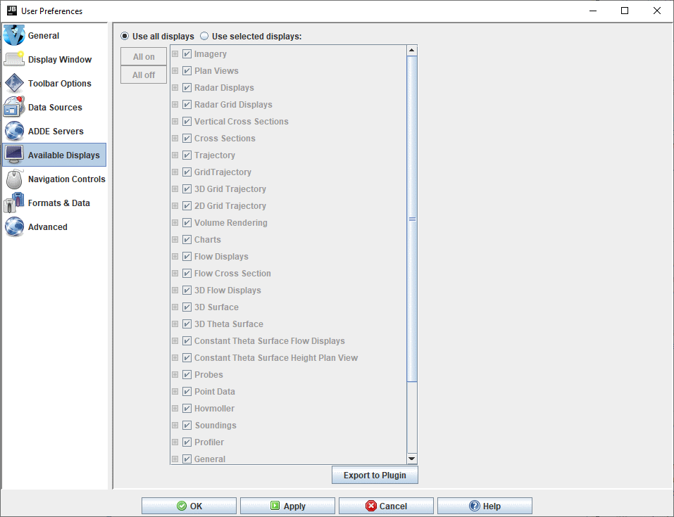 Image 1: Available Displays Preferences