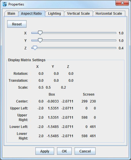 Image 3: Aspect Ratio Tab of the Properties Dialog (Default)