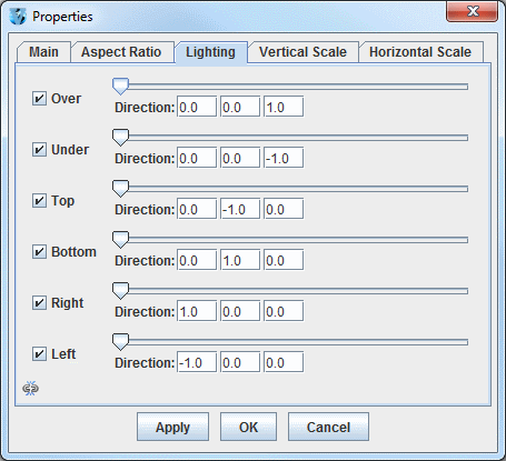 Image 4: Lighting Tab of the Properties Window (Default)
