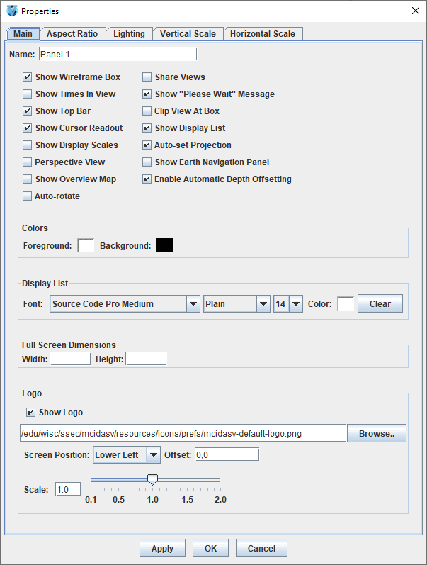 Image 1: Main Tab of the Properties Dialog (Default)