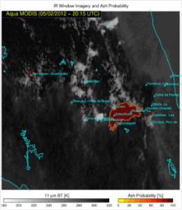 Volcanic ash probability for Popocatepetl, 2 May 2012